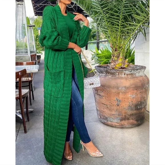 Green Chunky long cardigan - Picture 4 of 4